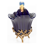 Чаша темно-синего цвета из фарфора с разноцветной птичкой Eden Garden porcelain and bronze варинант исполнения - 11 | Loft Concept в Челябинске