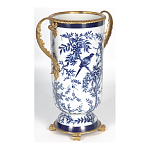 Ваза с бронзовыми ручками и синим цветочным узором Blue & White Ornament варинант исполнения - 2 | Loft Concept в Челябинске