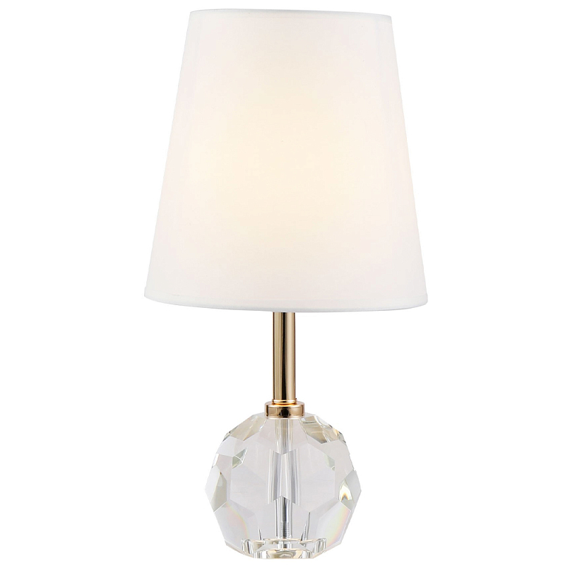 Настольная лампа с хрустальным основанием Manlio Round Crystal Lampshade Table Lamp Прозрачное Стекло Золотой Белый Настольная лампа с хрустальным основанием Manlio Round Crystal Lampshade Table Lamp Прозрачное Стекло Золотой Белый в Челябинске | Loft Concept