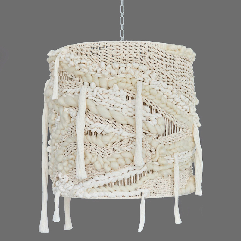Плетеный Подвесной светильник из шерсти Wool Lamp Бежевый в Челябинске | Loft Concept 