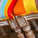 Стул бежевый в разноцветную полоску из натурального бука с изображением птиц и цветов Blooming Yellow Birds Colorful Stripes Chair варинант исполнения - 7 | Loft Concept в Челябинске