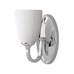 Бра для ванных комнат с белым стеклянным плафоном в форме бокала на овальном основании цвета хром с изогнутым держателем Feiss варинант исполнения - 1 | Loft Concept в Челябинске