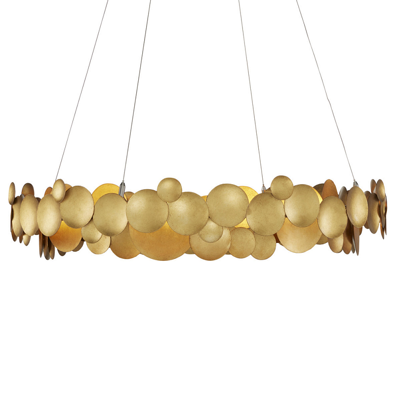 Люстра круглая из многослойных золотых дисков Metal Disc Chandelier Золотой в Челябинске | Loft Concept 