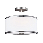 Потолочный светильник с цилиндрическим плафоомн из опалового матового стекла с металлическим обручем Feiss варинант исполнения - 1 | Loft Concept в Челябинске