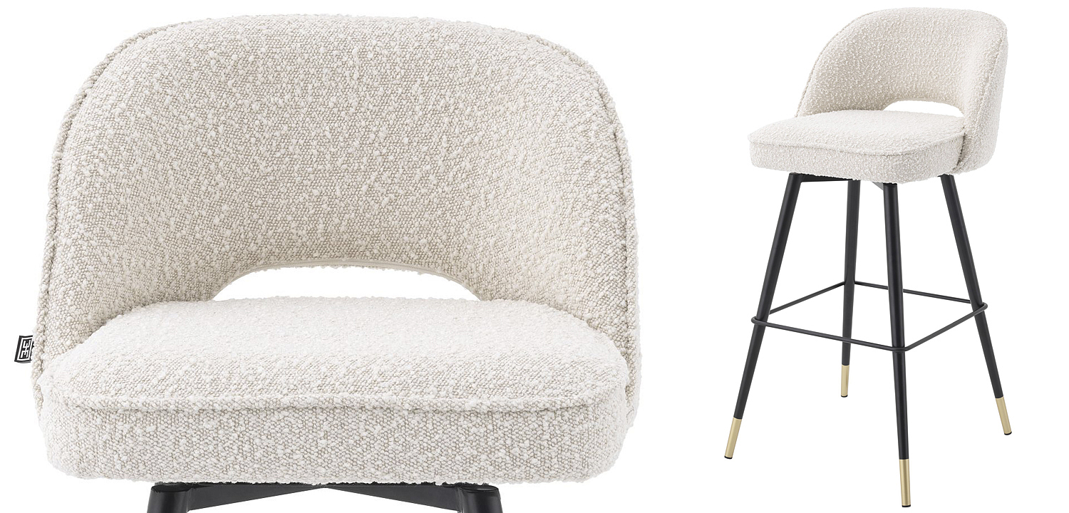 Комплект барных стульев Eichholtz Bar Stool Cliff set of 2 Boucle cream Комплект барных стульев Eichholtz Bar Stool Cliff set of 2 Boucle cream - Loft-Concept в Челябинске
