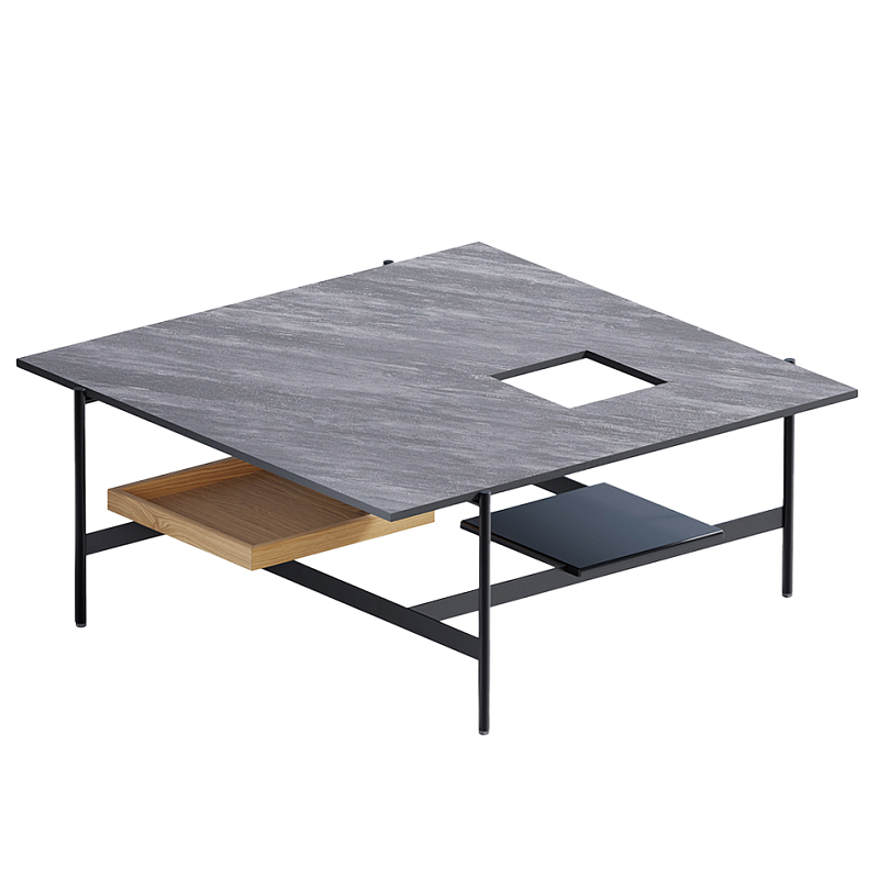 Karat журнальный столик цвета серый камень с съемным подносом Серый Черный в Челябинске | Loft Concept 