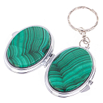 Зеркало брелок карманное двухстороннее из натурального камня Малахит Stone Mirrors варинант исполнения - 2 | Loft Concept в Челябинске