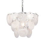 Люстра из белых стеклянных дисков на серебрянном каркасе White Glowing Reflectors варинант исполнения - 1 | Loft Concept в Челябинске