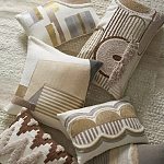 Чехол на подушку с вышивкой в виде геометрических узоров Beige Calista Rect варинант исполнения - 7 | Loft Concept в Челябинске