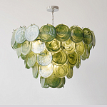 Люстра из зеленых стеклянных дисков с перламутровым эффектом Green Glowing Glaze варинант исполнения - 2 | Loft Concept в Челябинске