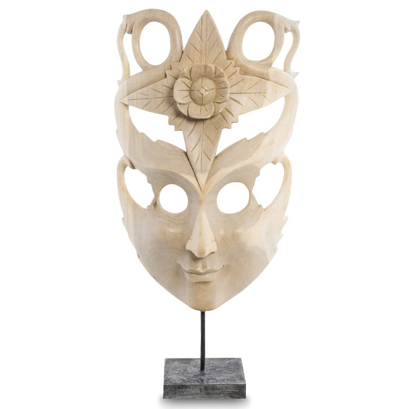 Маска ручной работы деревянная с резьбой Mask of Happiness Бежевый Маска ручной работы деревянная с резьбой Mask of Happiness Бежевый в Челябинске | Loft Concept