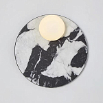 Бра круглое с каменным черно-белым основанием и плафоном из стекла Shaw Marble Lighting варинант исполнения - 1 | Loft Concept в Челябинске