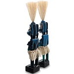 Комплект из 2-х деревянных статуэток Asmat Straw Headdress Statuettes Blue варинант исполнения - 2 | Loft Concept в Челябинске