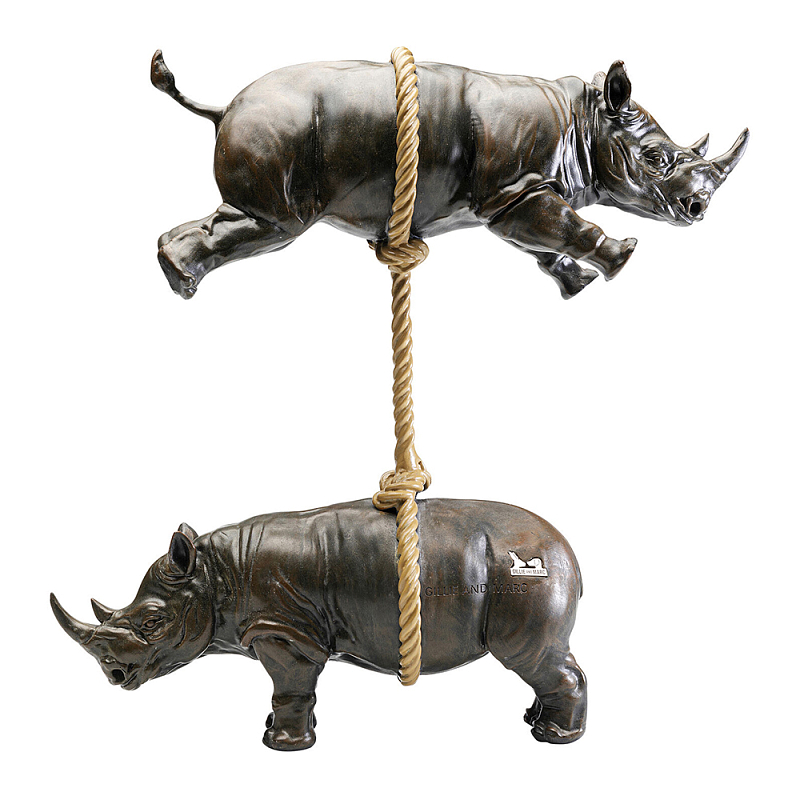 Декоративная статуя из стали Duo Rhinos Коричневый Песочный в Челябинске | Loft Concept 