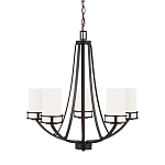 Люстра в цвете темная бронза с 5-ю белыми цилиндрическими плафонами Generation Lighting варинант исполнения - 1 | Loft Concept в Челябинске