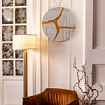 Зеркало кругле с декоративной золотой вставкой Golden Tree варинант исполнения - 3 | Loft Concept в Челябинске