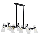 Люстра светодиодная с 8-ю прозрачными плафонами из акрила и стали Glass Cylinder Black варинант исполнения - 1 | Loft Concept в Челябинске