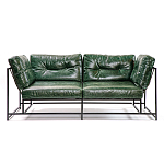 Диван Лофт Натуральная Винтажная кожа Зеленый Two Seat Encounter Leather Sofa варинант исполнения - 1 | Loft Concept в Челябинске