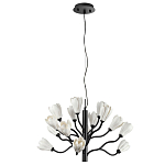 Люстра подвесная черного цвета с ветвями и белыми фарфоровыми цветами Floralis варинант исполнения - 2 | Loft Concept в Челябинске