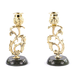 Подсвечники бронзовые на подставке из натурального камня нефрит Stone Candlestick варинант исполнения - 3 | Loft Concept в Челябинске