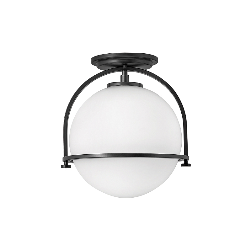 Потолочный светильник с плафоном в форме белого матового шара Hinkley Латунь Белый Никель Черный в Челябинске | Loft Concept 