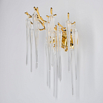 Бра золотого цвета с разветвленными ветвями и длинными прозрачными подвесками в форме стеклянных сосулек Droplet Chandelier варинант исполнения - 3 | Loft Concept в Челябинске