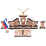 Настольный письменный набор из креноида с часами и декором в виде орла Marble Accessory варинант исполнения - 1 | Loft Concept в Челябинске