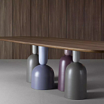 Обеденный стол деревянный с разноцветными фигурными ножками Cop варинант исполнения - 3 | Loft Concept в Челябинске