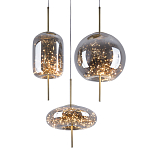 Подвесной светильник с гирляндой внутри 3-х стеклянных плафонов Garland Glass Trio Hanging Lamp варинант исполнения - 2 | Loft Concept в Челябинске