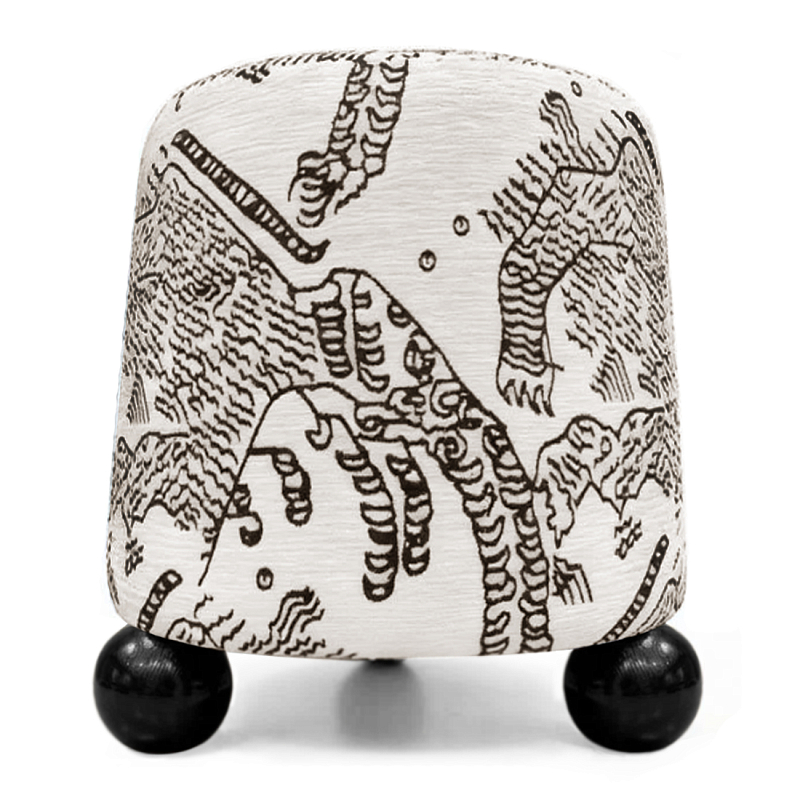 Пуф Wakonda Черно-Белый с Круглыми Черными ножками Белый Черный в Челябинске | Loft Concept 