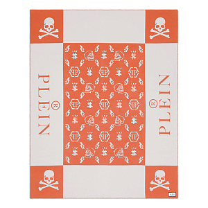 Плед Philipp Plein Plaid Cashmere Skull Orange