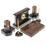 Настольный письменный набор с часами из природного камня обсидиана Royal Stone варинант исполнения - 2 | Loft Concept в Челябинске