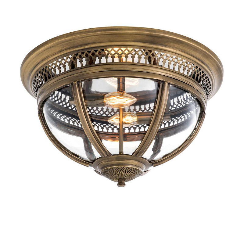 Потолочный светильник Ceiling Lamp Residential Antique brass Латунь Античная полированная Прозрачное Стекло в Челябинске | Loft Concept 