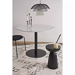 Круглый обеденный стол с белой мраморной столешницей White Tabletop on Black Base варинант исполнения - 3 | Loft Concept в Челябинске