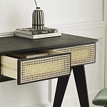 Дизайнерский письменный стол матово-чёрного цвета с 2-мя плетеными ящиками Glade Desk варинант исполнения - 1 | Loft Concept в Челябинске