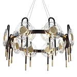 Люстра подвесная круглая черного цвета с круглыми прозрачными плафонами Virelia  варинант исполнения - 1 | Loft Concept в Челябинске