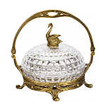 Конфетница из прозрачного рельефного стекла с ручкой и фигуркой лебедя Eden Garden варинант исполнения - 1 | Loft Concept в Челябинске