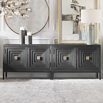 Тумба черная из дерева двухдверная Geometric Double Door Nightstand варинант исполнения - 4 | Loft Concept в Челябинске