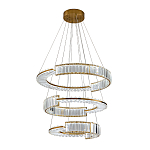 Светодиодная трехъярусная кольцевая люстра из хрусталя и стали с пультом для регулировки света Maude Crystal Light варинант исполнения - 1 | Loft Concept в Челябинске