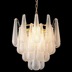 Люстра подвесная с подвесками из рифленного стекла в форме капель Textured Glass Chandelier