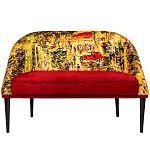 Диван двухместный из натурального бука красный с цветным принтом Impressionism in Art варинант исполнения - 1 | Loft Concept в Челябинске
