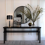 Настольная лампа с чёрным тканевым абажуром и металлическим корпусом золотого цвета Golden Arc варинант исполнения - 4 | Loft Concept в Челябинске