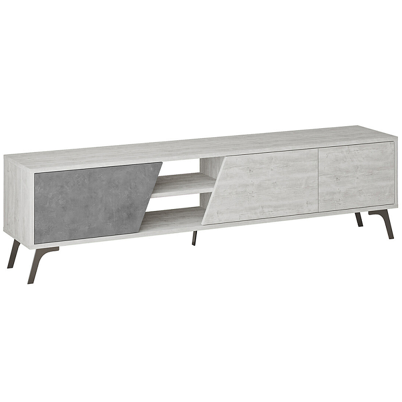 ТВ-тумба с 3-мя дверцами и полками Grey Albe TV Stand Черный Белый Серый ТВ-тумба с 3-мя дверцами и полками Grey Albe TV Stand Черный Белый Серый в Челябинске | Loft Concept