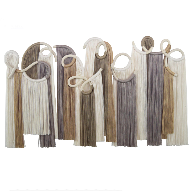 Настенный декор с бахромой белого и бежевого цвета Abstraction I Молочный Серый Коричневый в Челябинске | Loft Concept 