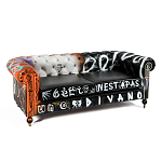 Диван Честерфильд граффити graffiti Orange Sofa натуральная кожа варинант исполнения - 2 | Loft Concept в Челябинске