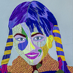 Картина с вышивкой Портрет wall panel People with the yellow ear 3 варинант исполнения - 2 | Loft Concept в Челябинске