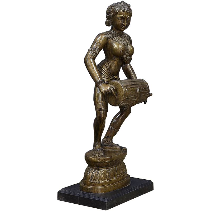 Декоративная статуэтка из латуни Dancing Woman with Mridangam Винтажная латунь Декоративная статуэтка из латуни Dancing Woman with Mridangam Винтажная латунь в Челябинске | Loft Concept