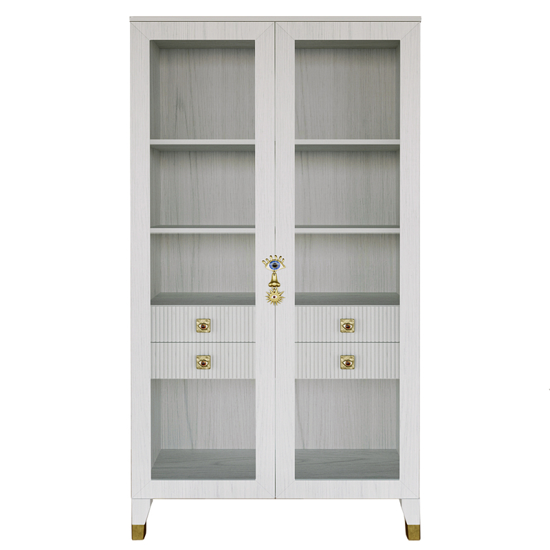 Дизайнерский шкаф витрина Elsa Dreams White с 4-мя ящиками Белый Золотой в Челябинске | Loft Concept 