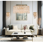 Люстра круглая с хрустальными подвесками на золотистом каркасе Roul Crystal Light варинант исполнения - 11 | Loft Concept в Челябинске