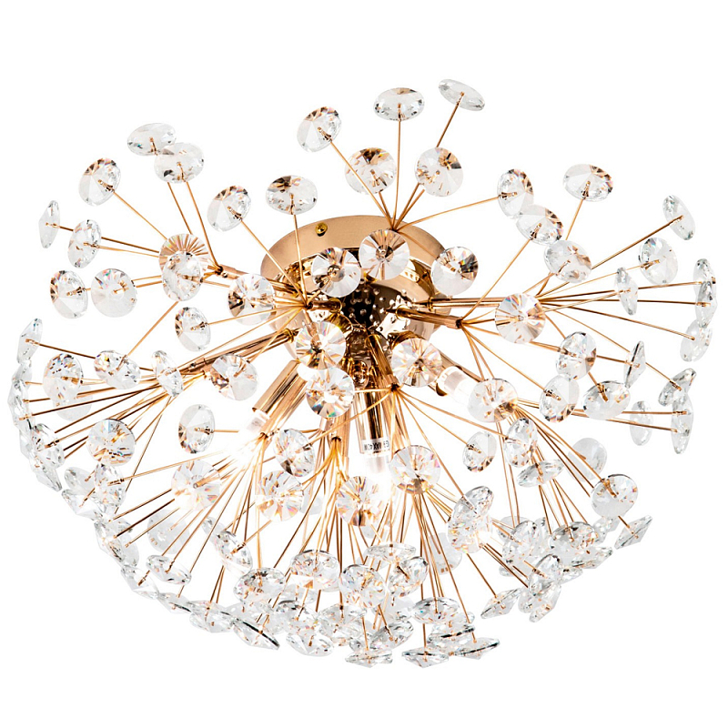 Потолочный светильник Crystal Dandelions Ceiling Lamp Прозрачный Глянцевое золото в Челябинске | Loft Concept 